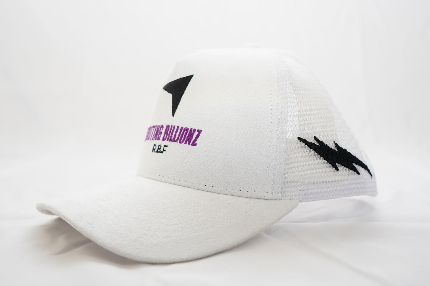 The Routing Billionz White Suede Snapback with Lighting Bolt Accent