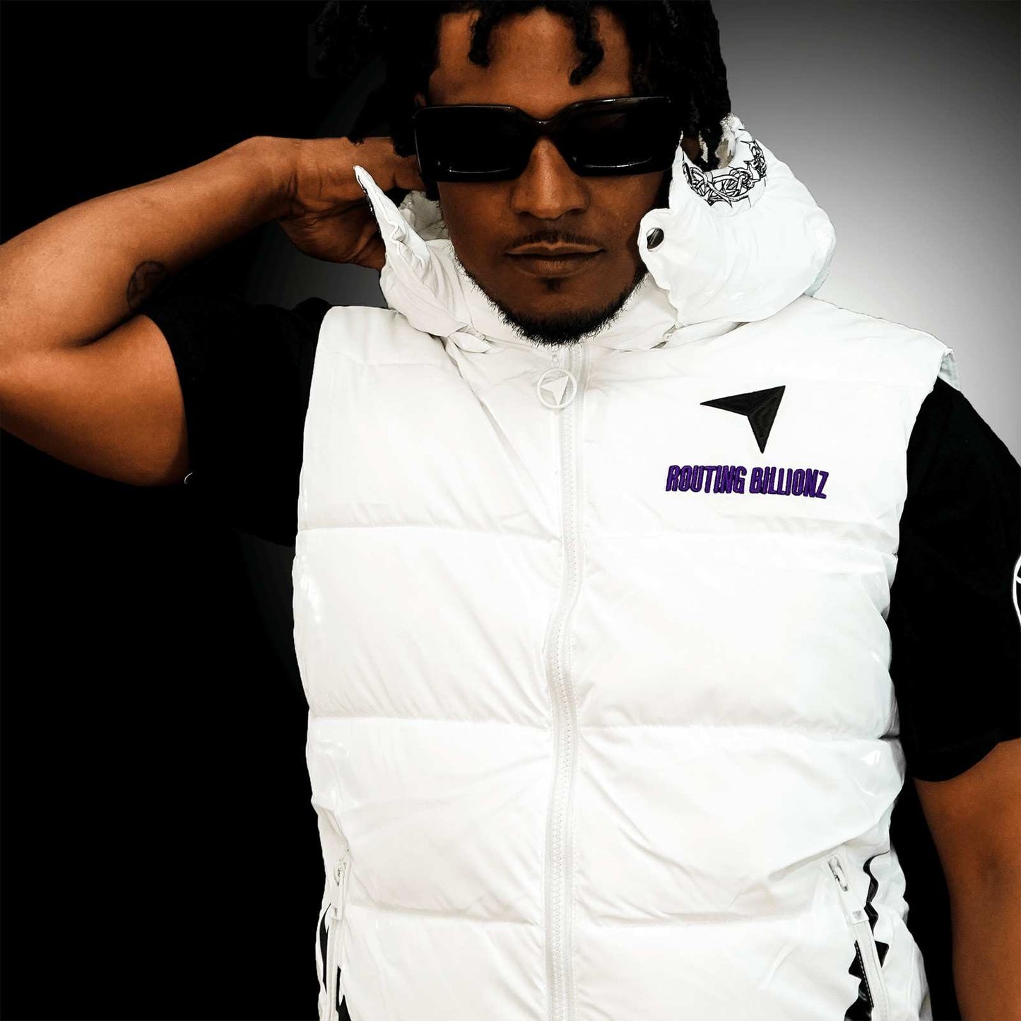 The Routing Billionz White Luxurious Glossed Shell-Down Vest
