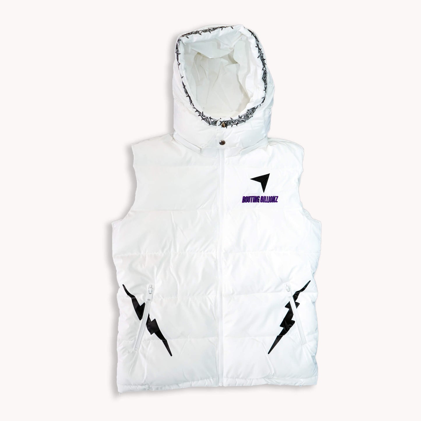 The Routing Billionz White Luxurious Glossed Shell-Down Vest